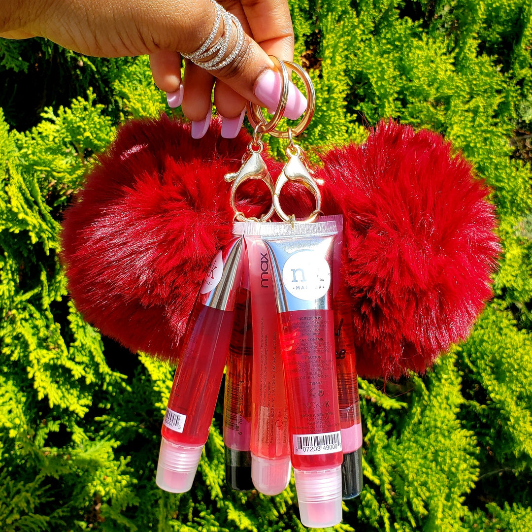 Pom Pom Lipgloss Key Chain - Ruby Red – Lipgloss Universe